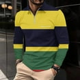 thumbnail image 1 of DecSea Polo à Manches Courtes et Longues pour Hommes Chemise Décontractée Patchwork 1/4 Zip Col, 1 of 5