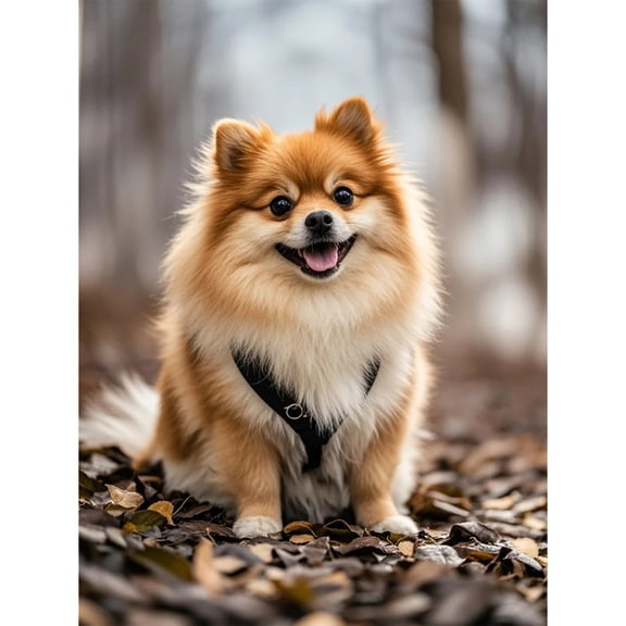 5D Diamond Art Pomeranian Dog Diamond Painting DIY Kits Full Round Drill Rhinestones by Number Embroidery Arts and Crafts for Living Room Home Wall Decor 12x16 inch / 30x40cm