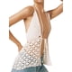 thumbnail image 3 of VISgogo - Camiseta sin mangas de punto para mujer, color sólido, sin mangas, con parte delantera abierta, ahuecada VISgogo moda, 3 of 6