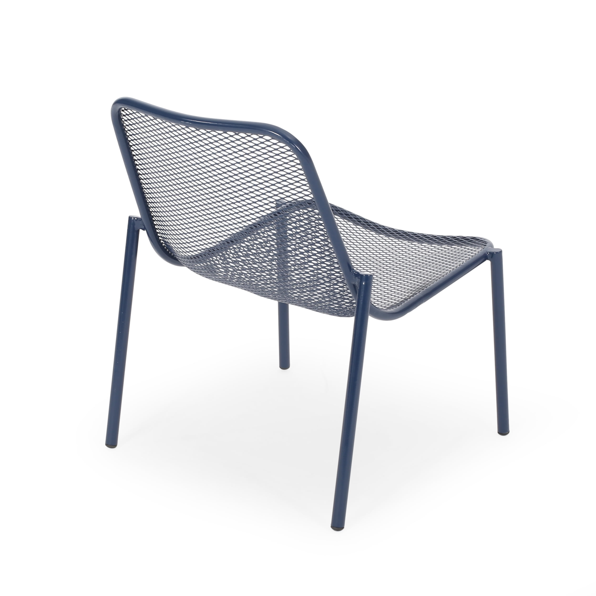 Outdoor Stackable Mesh Chair Set of 2, Portable Leisure Seats for Patio Garden, Navy Blue