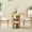 Natural, variant on Aukfa 2 Pcs Round Dining Table Set with 2-Tier Storage Shelves, 2 Upholstered Chairs, Natural