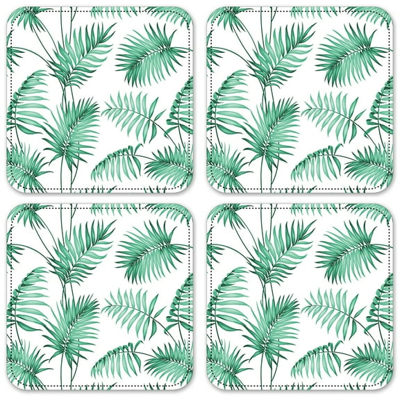 Vinyl Drink Coasters - Set of 4 - Palm Fronds