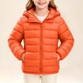 thumbnail image 3 of ITSAME Girls Hooded Quilted Puffer Jacket Long Sleeve Full Zip Winter Warm Thick Coat with Pockets Orange Size 12, 3 of 10