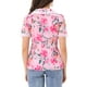thumbnail image 3 of CAMISA CHIC Floral de Mujeres con Mangas Cortas, Cuello Peter Pan de Encaje, Blusa con Botones, Rosa Brillante XS, 3 of 6