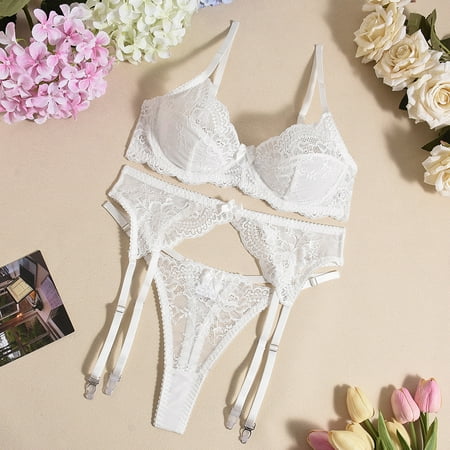 Generic Popular Lace Three-Point Sexy Sling Steel Ring 3-Piece Set Sexy Lingerie