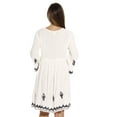 thumbnail image 3 of Riviera Sun 3/4 Sleeve Embroidered Button Front Tunic Dresses for Women (White, 3X), 3 of 3