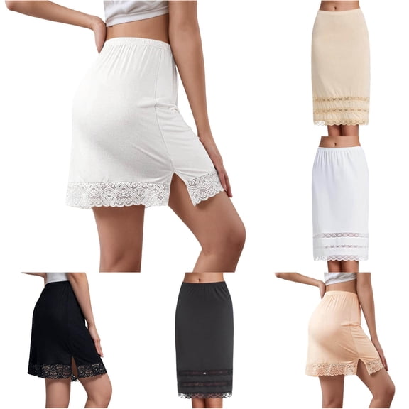 Half Slip for Women Under Dresses Lace Short Trim White Half Slips for Underskirt Slip Dress
