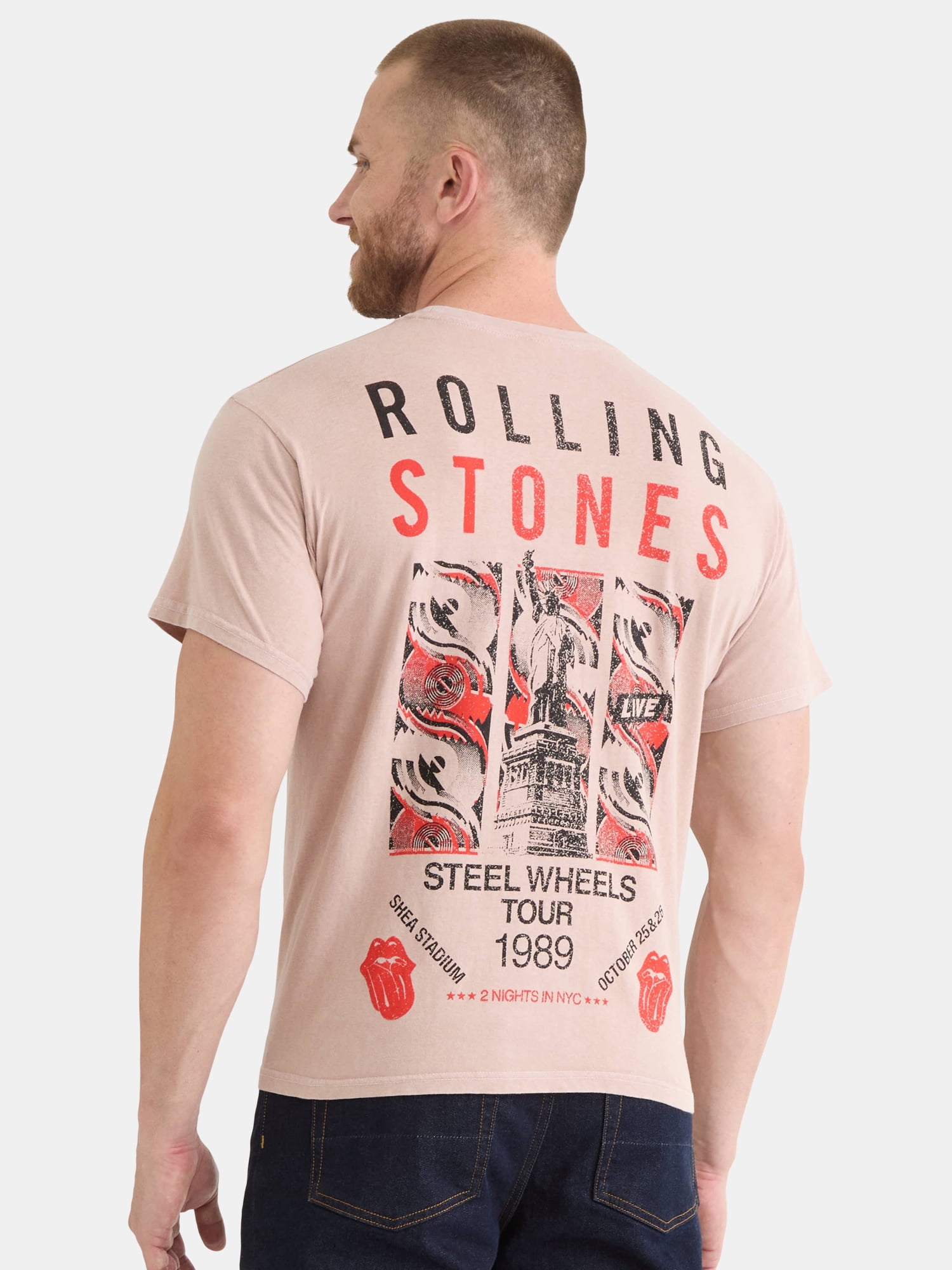 Rolling Stones Men's and Big Men's Front Back Graphic Cotton Band Tee with Short Sleeves, Sizes S-3XL