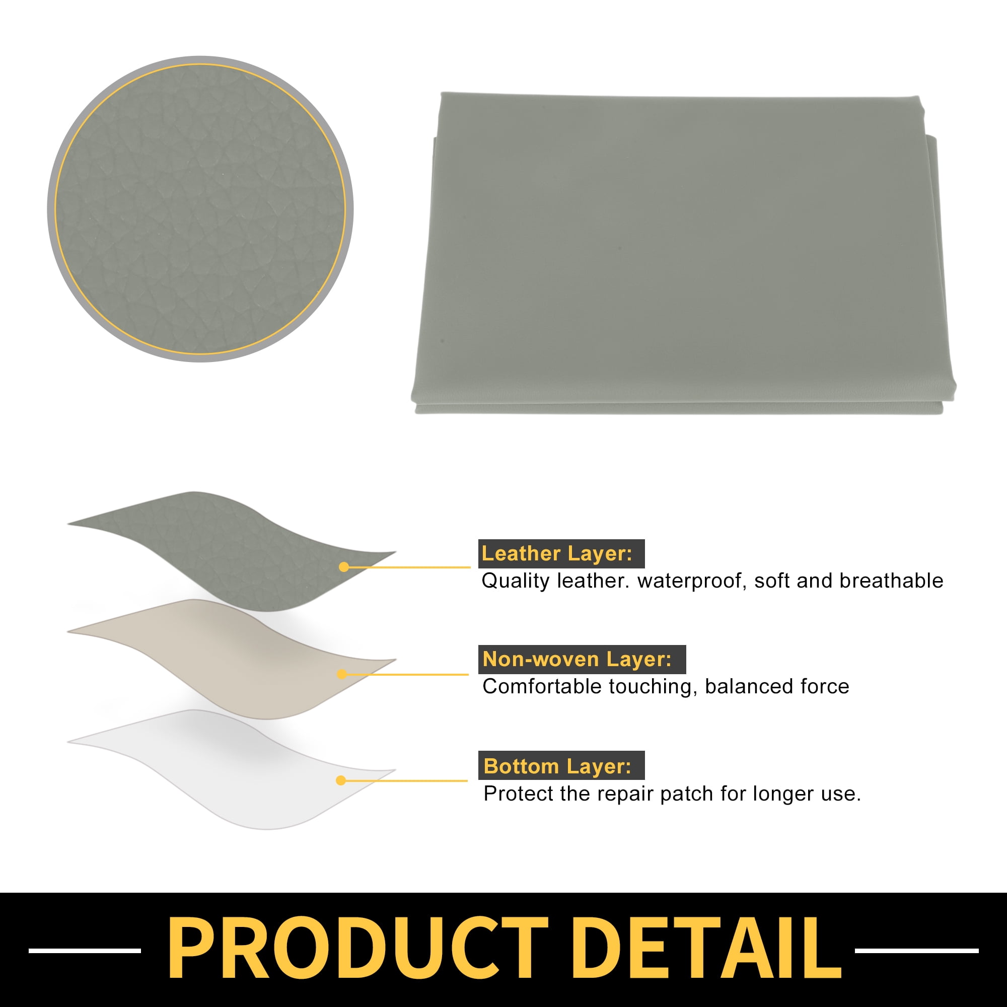 Unique Bargains Leather Fabric Upholstery Leather Repair Patch 274x137cm for Automotive Car Boat Seat Sofa Couches Chair Interior Trim DIY Dark Gray 1 Pcs