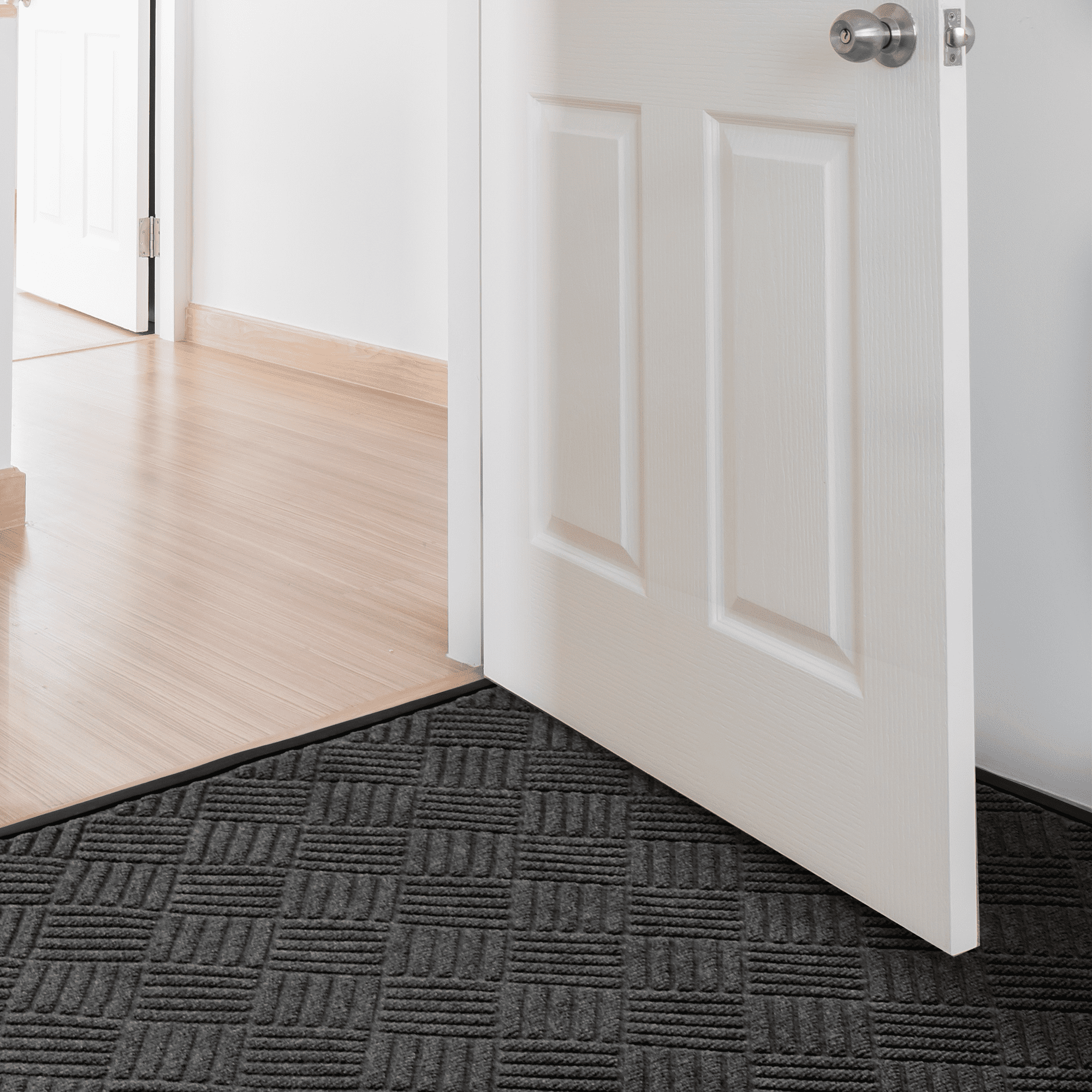OVYEOFR Entrance Door Mat, 3' x 5' Crosshatch Texture Doormat with Rubber Backing, Indoor/Outdoor, Gray