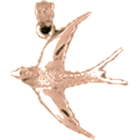14K Rose Gold Bird Pendant - 24 mm