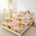 thumbnail image 4 of Manfei Vibrant Sunflower Child Twin Sheet Sets, Rustic Plant Botanical Twin Fitted Sheet, Cartoon Butterfly Flat Sheet, Luxury Bedroom Decor, 3-Piece, 4 of 7