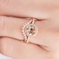 thumbnail image 4 of HeartsAndYou 2ct Natural Peach Morganite Birthday Ring 14k SOLID Rose Gold Curved Bridal Set, 4 of 9