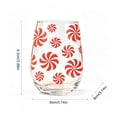 thumbnail image 3 of Christmas Glass Cups, Peppermint Candy Cane Pattern Drinking Tumbler, Clear Glass Cup for Xmas Holiday Table Setting, Christmas Glassware for Home Party, Red, 3 of 6
