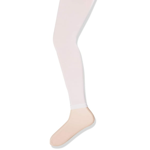 Capezio Girl's Self Knit Waistband Tights O/S, White