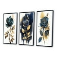 thumbnail image 3 of Designart "Blue and Gold Painted Rose on White Background I" Floral Rose Framed Wall Art Set Of 3 - Blue Traditional Frame Gallery Wall Set For Home Decor, 3 of 6