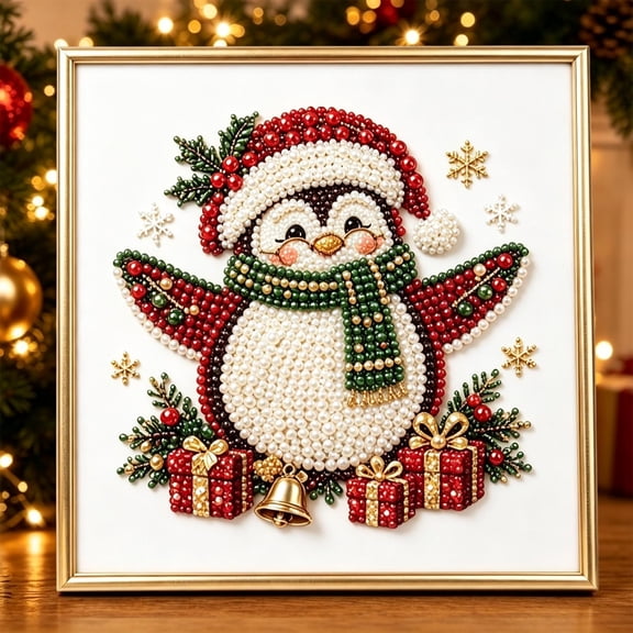 Qwtwty Christmas Pearl Art DIY Kit for Adults, Christmas DIY Diamond Painting Crafts Kit for Home Decor, Holiday Gifting and Relaxing Crafting
