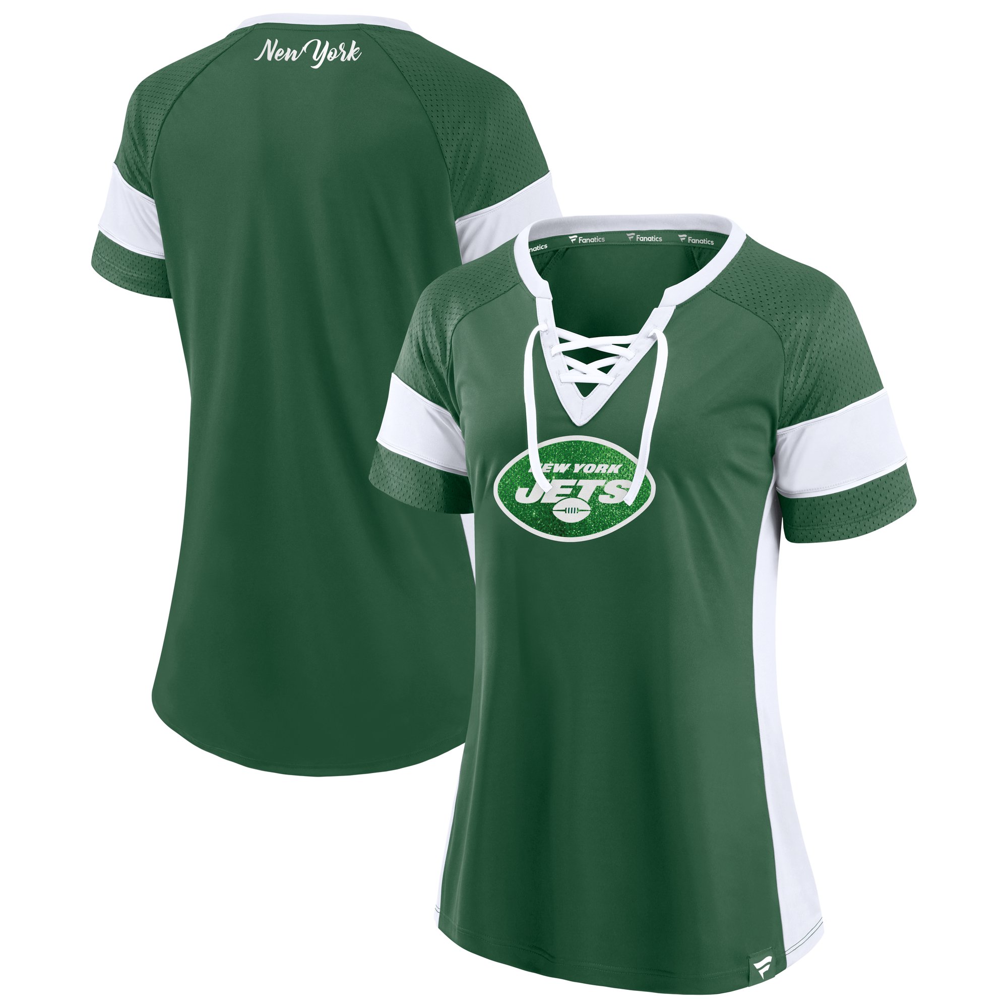 Women's-Fanatics Dark Green New York Jets Athena Lace-Up Top