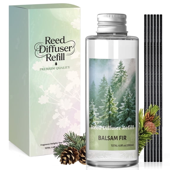SCENTORINI Reed Diffuser 6.8fl.oz Silver Fir Scent Home Fragrance Essential Oil Refill for Aromatherapy, SPA and Office