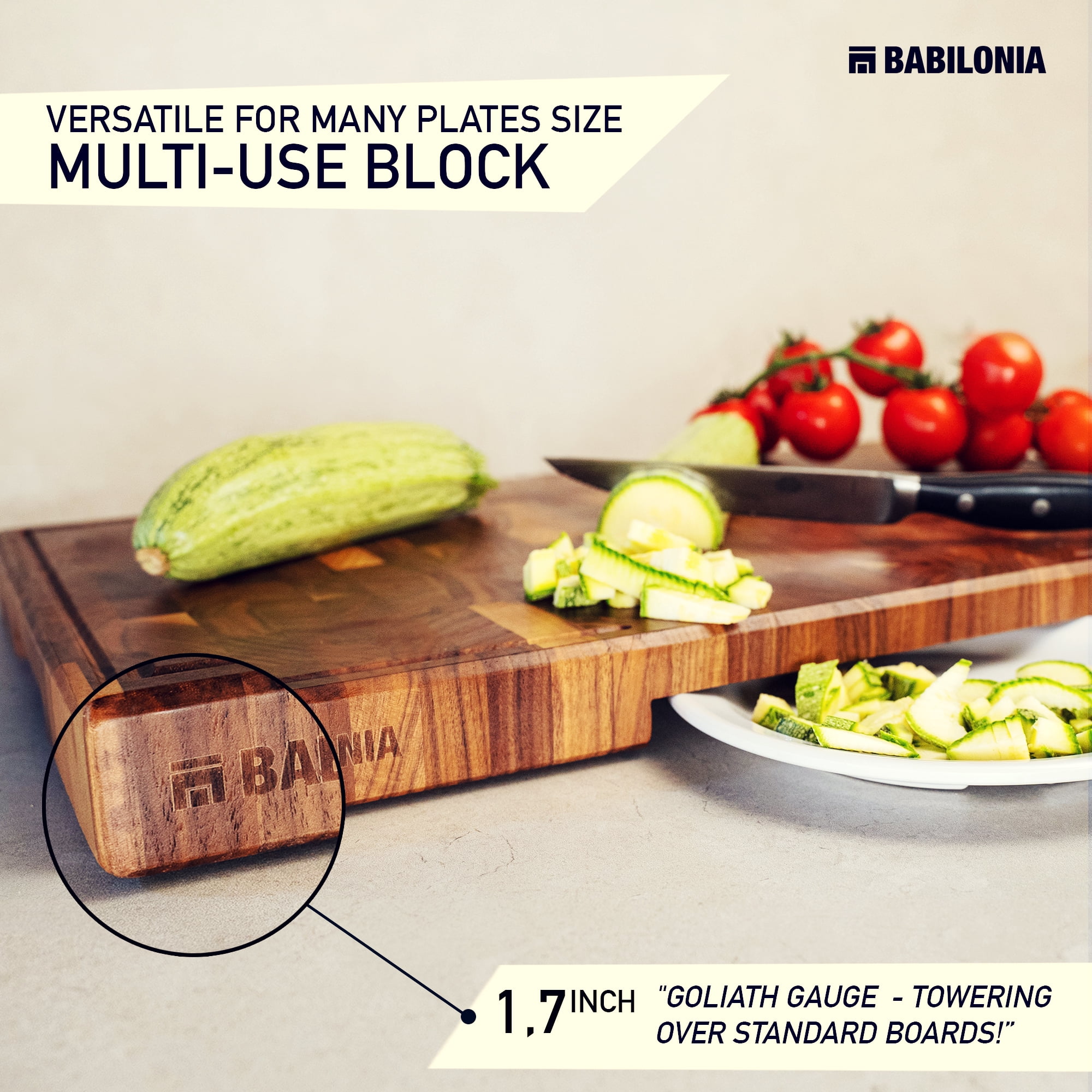 American Black Walnut Cutting Board - 15.7 x 10.2 x 1.7 inch End Grain Wood Chopping Board, Butcher Block (Oil & Plate Included)