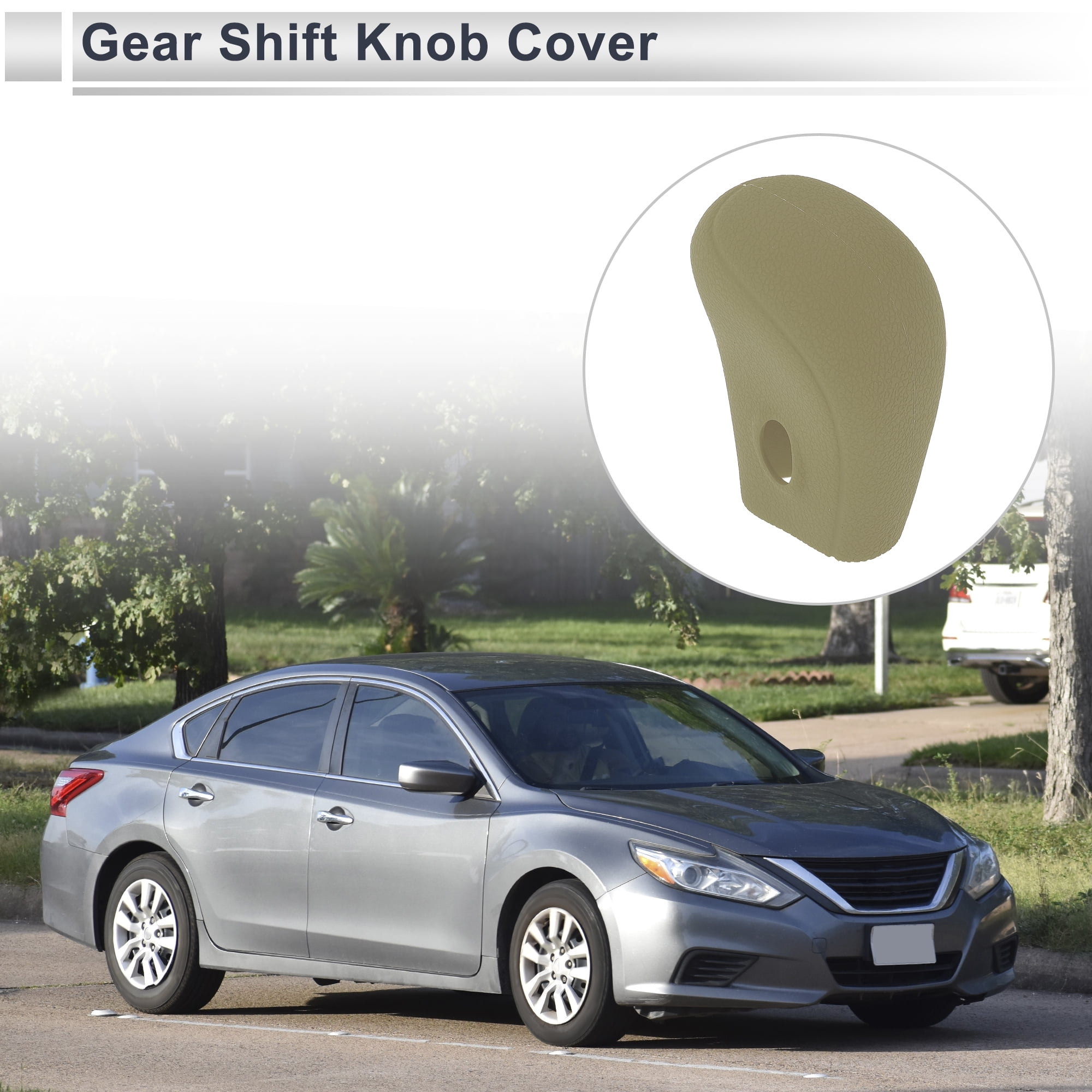 Unique Bargains Gear Shift Knob Cover Silicone Protector for Nissan Altima 2013-2018 Beige
