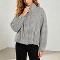 thumbnail image 3 of Women Oversized Gingham Jacket Zip Up Stand Collar Casual Coat Spring Fall Clothes (Black L), 3 of 6