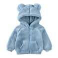 thumbnail image 2 of XXWXYD Toddler Kids Girls Boys Full Zip Up Hooded Jacket B𝖾ar Ear Long Sleeve Thick Outerwear Snowsuit, Winter Warm Windproof Waterproof Fleece Lined Comfortable, 2 of 5
