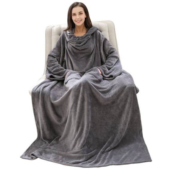 Richie House Soft and Warm Fleece Throw Blanket with Sleeves RHB2861