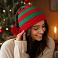 thumbnail image 5 of Lumtrix Christmas Knitted Elf Hats Santa Hat For Adults Xmas Beanie Winter Hats With Pompom Crochet Caps For Women Men Red One Size, 5 of 5