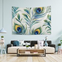 Yayeee Tapestry Wall Hanging for Bedroom 90" x 60" Living Room Home Wall Art Decor, Peacock Feather