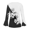 thumbnail image 3 of Fatuov Long Sleeve Tops for Women Button V-Neck Trendy Casual Blouses Fall Fashion Pleated Boho Floral Graphic T-shirts Clothes Multicolor XL, 3 of 4