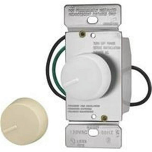 Cooper Wiring RI06P-VW-K2 Preset Rotary Incandescent Dimmer, 600W, Ivory/White