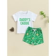 thumbnail image 3 of Suagox Toddler Boy  2 Pcs Clothes  Summer Outfit Letter Print Short Sleeve Tops with Golf Pattern Shorts for 0-24 Months And 2-3 Years Old, 3 of 10