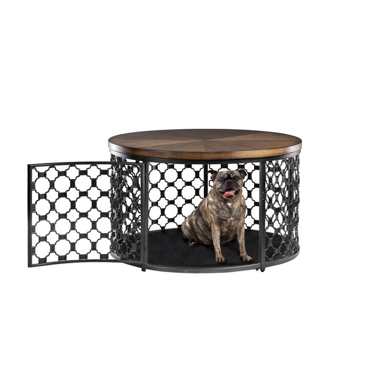 Hillsdale Furniture Round Pet Crate Coffee Table with Crate Pad