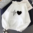thumbnail image 2 of Womens Hoodie Sweatshirts Casual Long Sleeve Pullover Tops Ladies Drawstring Hooded Oversized Sweater Loose Blouse Plain Jumper with Pockets Round Neck Girls Spring Autumn Winter, 2 of 3