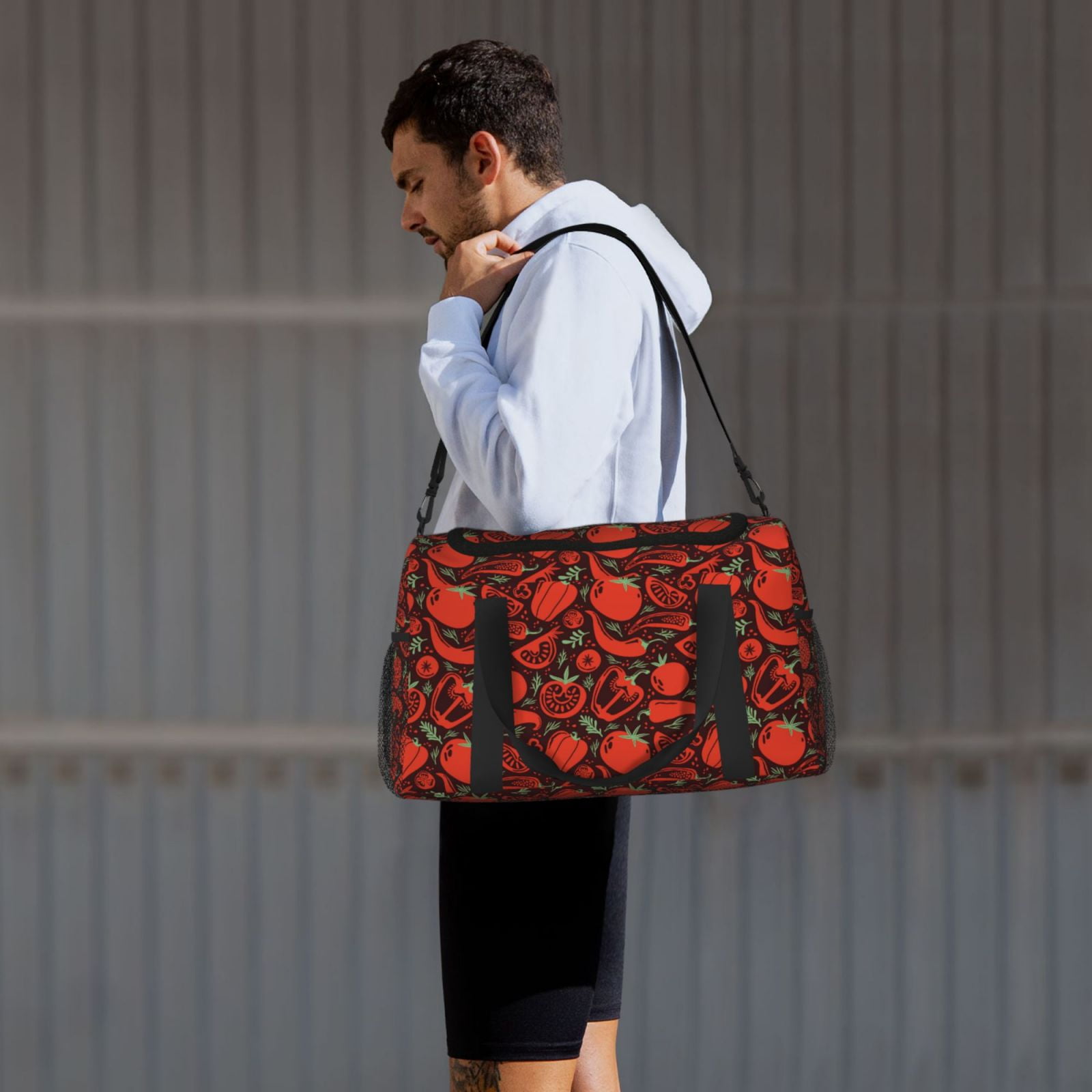 Fuzoiu Tomatoes And Chili Print Travel Duffle Bag,Carry On Tote Bags,Duffel Bag,Sport Gym Bag, Hospital Bag for Labor and Delivery, Overnight Bag,Luggage Bag