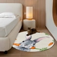thumbnail image 2 of Small Round Rug 3Ft Washable Non-Slip, Grey Bunny Easter Circle Area Rugs for Living Room Bedroom, Rabbits Spring Botanical Carrots Indoor Floor Mats Carpet Runner for Home Decor, 2 of 8