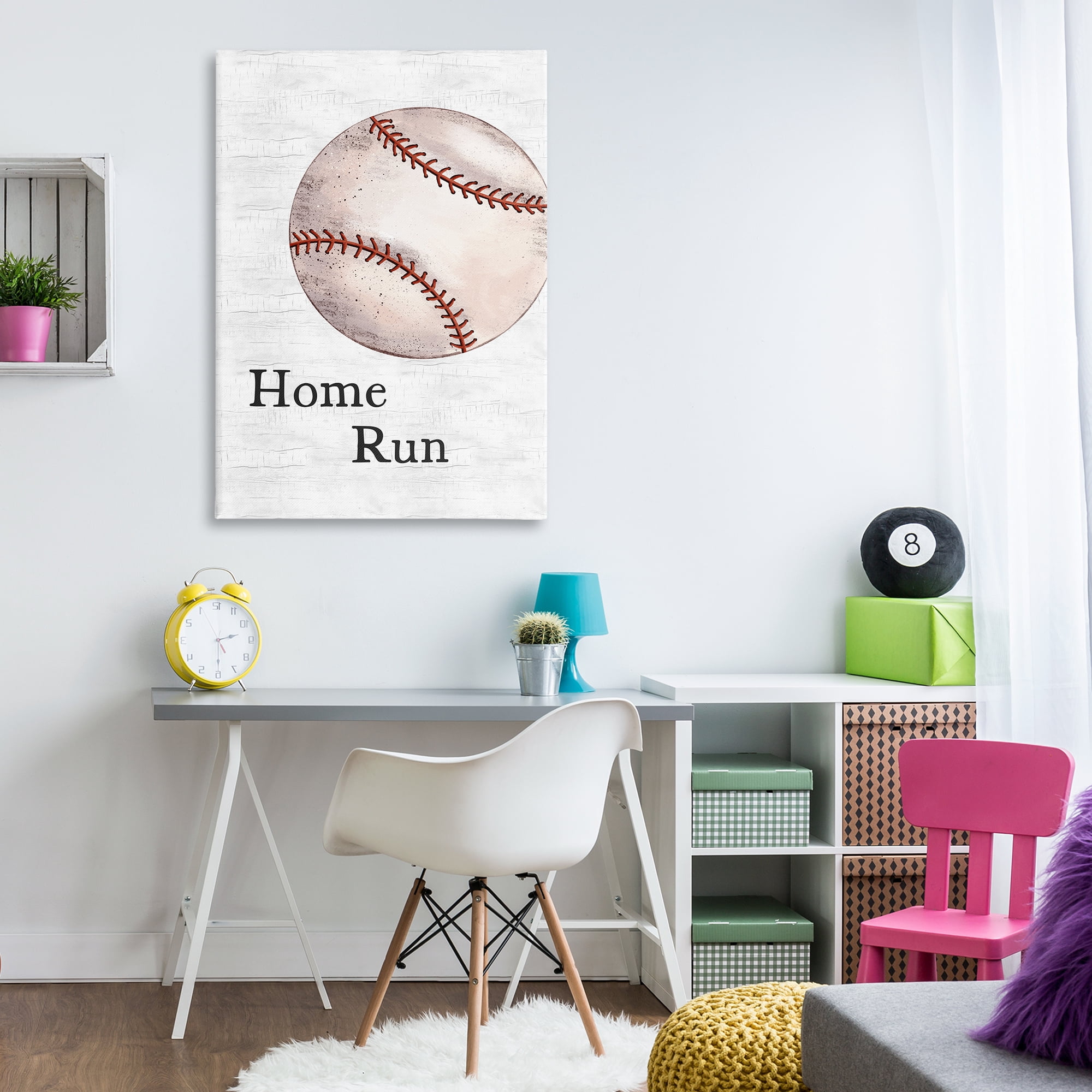 Stupell Industries Home Run Baseball Sports Painting Wrapped Canvas Art Print Wall Art, 30 x 45