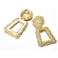 thumbnail image 3 of Gold Rectangle Geometric Dangle Earrings, Fashion Statement Drop Earrings for Women, 3 of 4