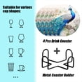 thumbnail image 2 of BaHomeck Drink Coasters Set of 4 with Holder beautiful blue peacock with long feathers and colorful eyes Water Absorbent Ceramic Coasters Tabletop Protection,Suitable for Various Cup ,Home Decor, 2 of 4
