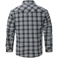 thumbnail image 3 of Mr.Stream Men's Flannel Shirts Long Sleeve Plaid Checkered Brushed Casual Western Cowboy Pearl Snap Shirt 3266 Grey M, 3 of 8