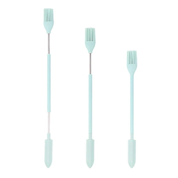 3Pcs Makeup Mini Spatulas Little Make up Spatulas Set with Retractable Handle Reusable Kitchen Tiny Spatulas for Nail Polish Ketchup Lotions Green Spatula Brush