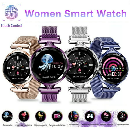 Fashion Women 3D Diamond Glass Dazzling Smart Bracelet Smart watch With Blood Pressure/ Heart Rate/ Sleep Monitor/ Predict Menstrual Circle/ Pedometer APP Connect for Android (Best Heart Rate Zone Training App)