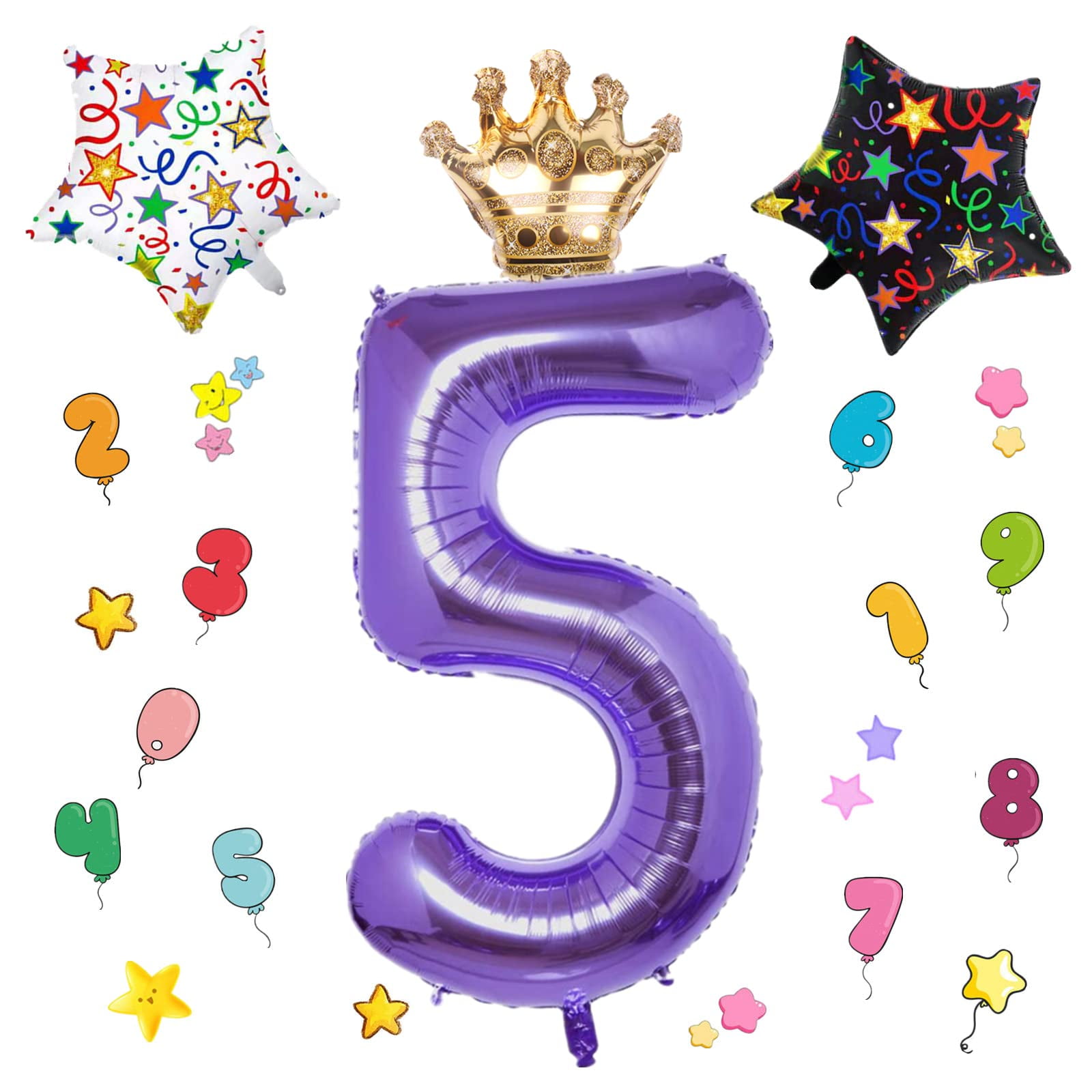 MQYMO Number Balloons Purple 5 Balloon Number Giant Number Balloons 40 inch 18th Birthday 30th
