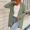 thumbnail image 5 of CheerKidz Women Solid Color Long Sleeve V Neck Knitted Cardigan Sweater Jacket Casual Fashionable Solid Color Top for Party Work Travel All Seasons(Green,XL), 5 of 9
