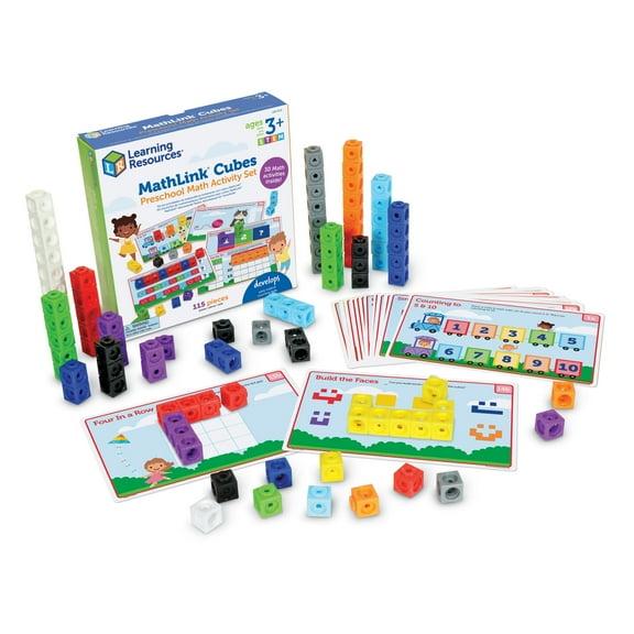 Learning Resources MathLink Cubes Preschool Math Activity Set Classroom Must Haves, Ages 3
