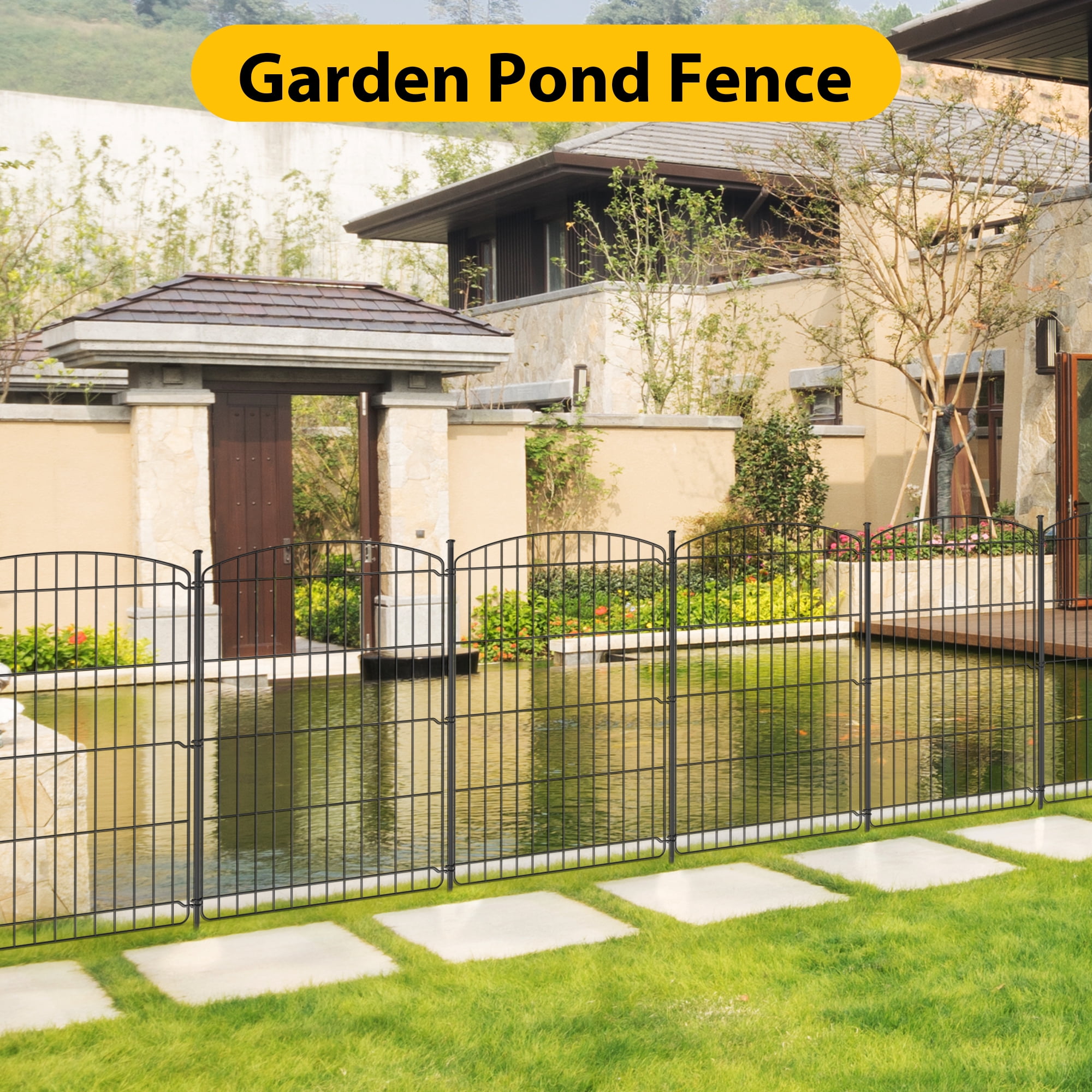 Anyask 30" Tall 16 Panel Dog Playpen with One Door, Portable Customizable Foldable Indoor Outdoor Metal Exercise Pen Fence Panels for Pets, Rust-Resistant, Tool-Free,Black