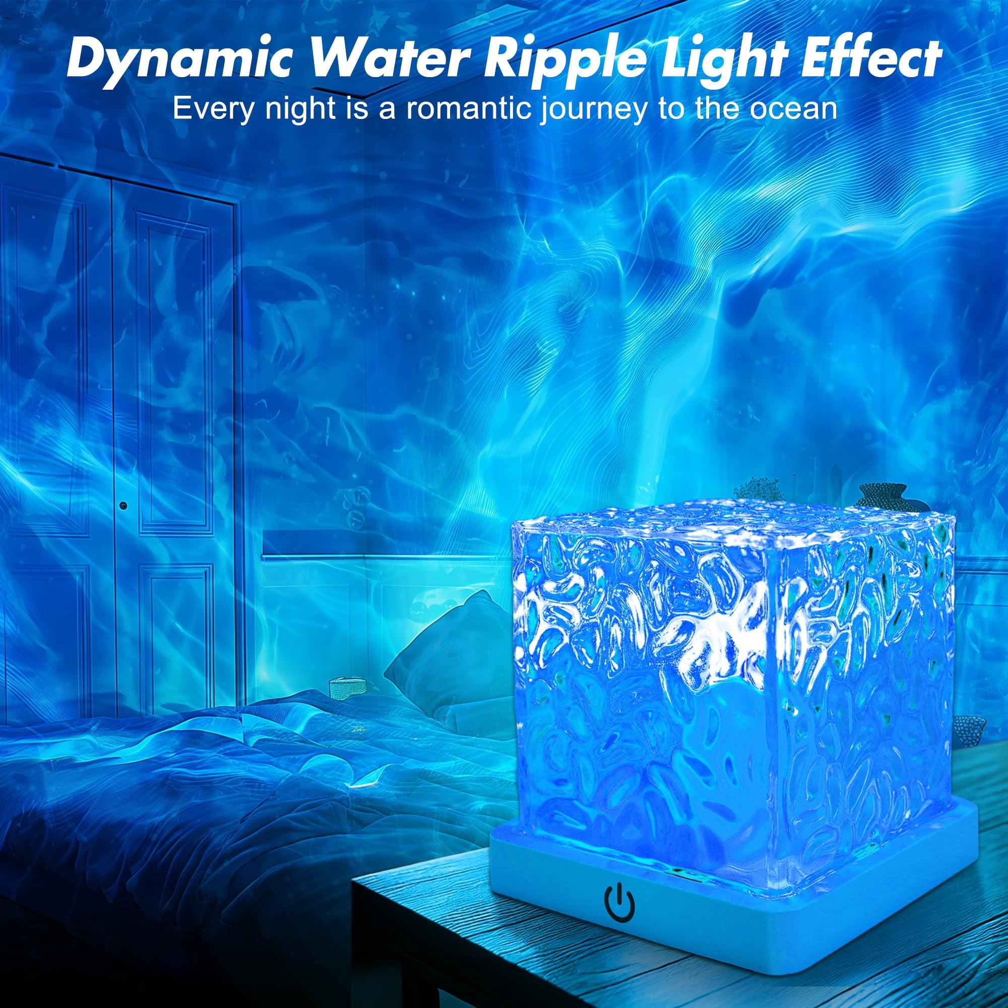 Ocean Wave Projection Lamp, 16 Color RGB Mood Light with Remote, 3D Water Ripple Night Light for Kids Room, Meditation, Yoga, Home Decor(2 Pcs)