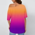 thumbnail image 6 of Hot days, bold styles Olyvenn Womens Summer Tops Gradient Printed Short Sleeve Top Cold Shoulder Tunic T Shirt Casual Versatile Blouses Lounge Stylish Tops Orange XL, 6 of 6