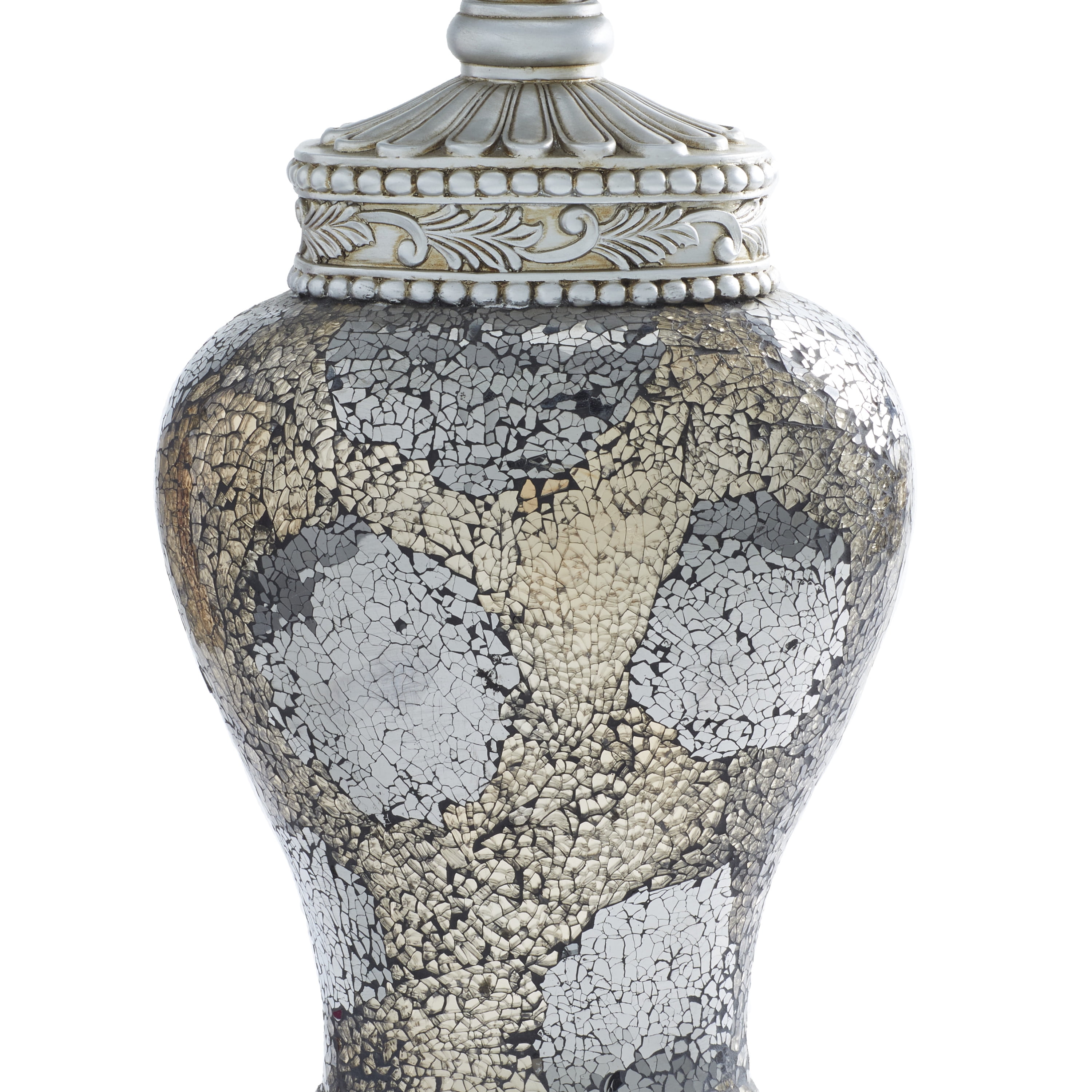 DecMode 30" Silver Table Lamp with Black Fabric Shade